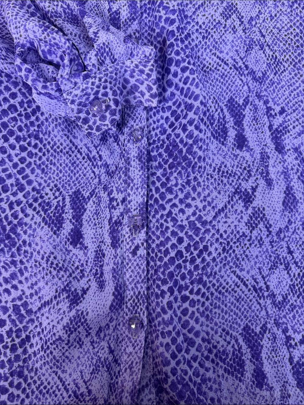Koret Gorgeous Purple Snake-Print Button Front Blouse - Picture 4 of 4